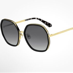 KATE SPADE NICOLA/G/S Gold Black Frame Grey Lens Geometric Sunglasses 58-18-140